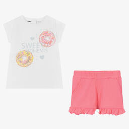 iDO Малыши-Белая футболка и розовые шорты из хлопка | Childrensalon Outlet