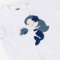iDO Baby-Girls White Sequin Mermaid Tee | Childrensalon Outlet