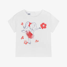 iDO Baby-تيشيرت باليرينا أبيض براق للبنات | Childrensalon Outlet