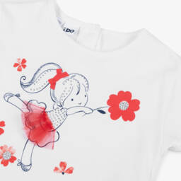 iDO Baby-تيشيرت باليرينا أبيض براق للبنات | Childrensalon Outlet