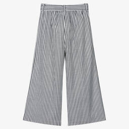 iDO Junior-Girls White Stripe Wide Leg Trousers | Childrensalon Outlet