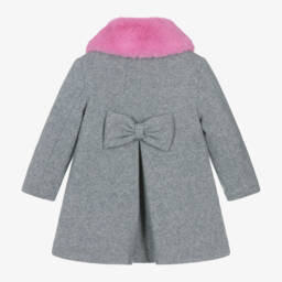 iDO Малыши-Girls Wool Coat with Pink Collar | Childrensalon Outlet