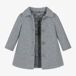 iDO Малыши-Girls Wool Coat with Pink Collar | Childrensalon Outlet