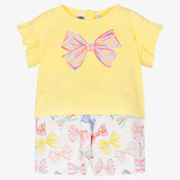 iDO Малыши-Желтый топ и шорты из хлопка с бантиками | Childrensalon Outlet