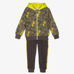 iDO Baby-Grey & Green Cotton Tracksuit | Childrensalon Outlet