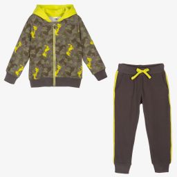 iDO Baby-Grey & Green Cotton Tracksuit | Childrensalon Outlet