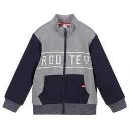 آي دو Baby-Grey & Navy Blue Zip-Up Top | Childrensalon Outlet