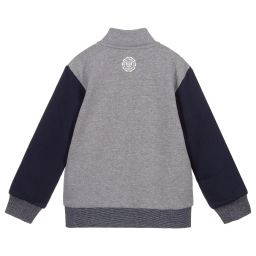 آي دو Baby-Grey & Navy Blue Zip-Up Top | Childrensalon Outlet