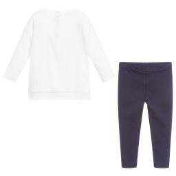 iDO Baby-ليغنغز وتوب قطن جيرسي لون عاجي وكحلي للبنات | Childrensalon Outlet