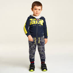 آي دو Baby-تراكسوت بولي قطن لون كحلي وأخضر كاكي بطبعة كاموفلاج | Childrensalon Outlet