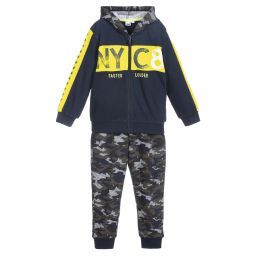 آي دو Baby-تراكسوت بولي قطن لون كحلي وأخضر كاكي بطبعة كاموفلاج | Childrensalon Outlet