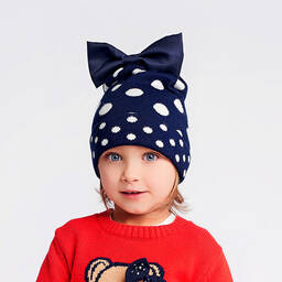 آي دو Baby-قبعة مزيج فيسكوز لون كحلي و أبيض للبنات | Childrensalon Outlet