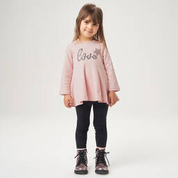 iDO Малыши-Комплект из розового топа с черными легинсами | Childrensalon Outlet