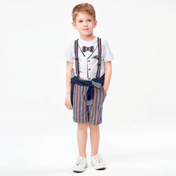 آي دو Junior-حمّالات إيلاسيتك ستريتش لون كحلي وأحمر للأولاد | Childrensalon Outlet