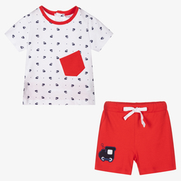 iDO Mini-Red Cotton Baby Shorts Set | Childrensalon Outlet