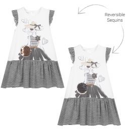 iDO Baby-White & Black Cotton Dress | Childrensalon Outlet