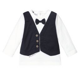 iDO Мини-White & Blue Cotton Baby Top | Childrensalon Outlet