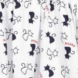 iDO Малыши-Белое хлопковое платье с котами | Childrensalon Outlet