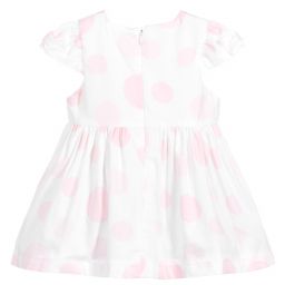 iDO Mini-White & Pink Cotton Dress | Childrensalon Outlet