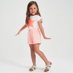 iDO Малыши-Бело-розовая хлопковая футболка | Childrensalon Outlet