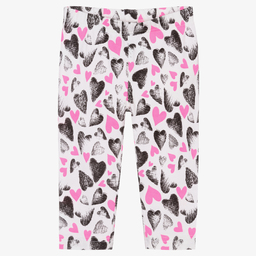 iDO Baby-ليغنغز قطن جيرسي لون أبيض وزهري للبنات | Childrensalon Outlet