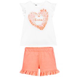 iDO Baby-شورت وتوب قطن وجيرسي لون أبيض وزهري للبنات | Childrensalon Outlet