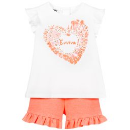 iDO Baby-شورت وتوب قطن وجيرسي لون أبيض وزهري للبنات | Childrensalon Outlet