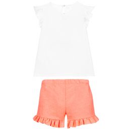 iDO Baby-شورت وتوب قطن وجيرسي لون أبيض وزهري للبنات | Childrensalon Outlet