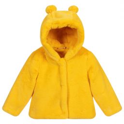 آي دو Mini-Yellow Faux Fur Baby Coat | Childrensalon Outlet