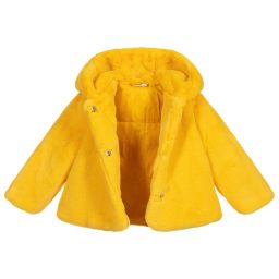 آي دو Mini-Yellow Faux Fur Baby Coat | Childrensalon Outlet