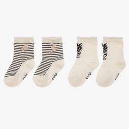 IKKS-Baby Girls Ivory Cotton Socks (2 Pack) | Childrensalon Outlet