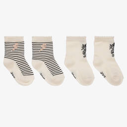 IKKS-Baby Girls Ivory Cotton Socks (2 Pack) | Childrensalon Outlet