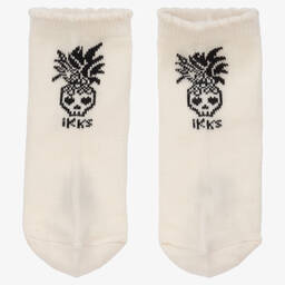 IKKS-Baby Girls Ivory Cotton Socks (2 Pack) | Childrensalon Outlet