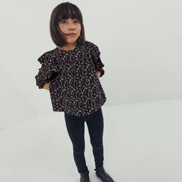 IKKS-Black Ditsy Floral Blouse | Childrensalon Outlet