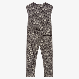 آي كيه كيه إس-جمبسوت فيسكوز لون أسود وعاجي بطبعة ورود للبنات | Childrensalon Outlet