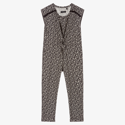 آي كيه كيه إس-جمبسوت فيسكوز لون أسود وعاجي بطبعة ورود للبنات | Childrensalon Outlet