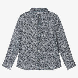 آي كيه كيه إس-Blue Liberty Print Cotton Shirt | Childrensalon Outlet