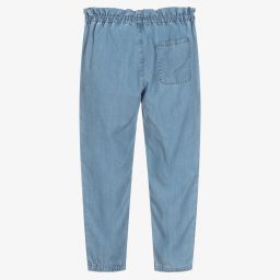 IKKS-Blue Lyocell Chambray Trousers | Childrensalon Outlet