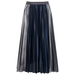 IKKS-Blue & Silver Pleated Skirt | Childrensalon Outlet