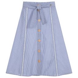 IKKS-Blue Striped Cotton Skirt | Childrensalon Outlet