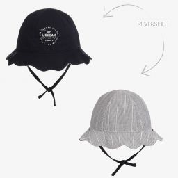 آي كيه كيه إس-قبعة بوجهين قطن جيرسي لون كحلي وعاجي للبنات | Childrensalon Outlet