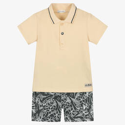 IKKS-Boys Beige & Black Shorts Set | Childrensalon Outlet