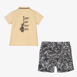 IKKS-Boys Beige & Grey Shorts Set | Childrensalon Outlet