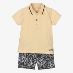IKKS-Boys Beige & Grey Shorts Set | Childrensalon Outlet