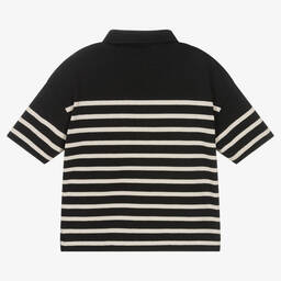 IKKS-Boys Black & Ivory Polo Shirt | Childrensalon Outlet
