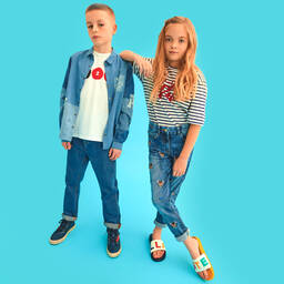 IKKS-Boys Blue Chambray Cotton Shirt  | Childrensalon Outlet