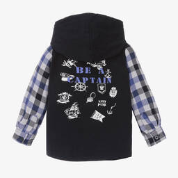 IKKS-Boys Blue Check Cotton Shirt | Childrensalon Outlet