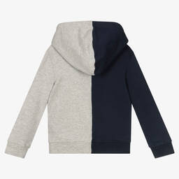 IKKS-Boys Blue & Grey Cotton Hoodie | Childrensalon Outlet