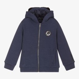 IKKS-Boys Blue Hooded Zip-up Top | Childrensalon Outlet