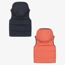 IKKS-Boys Blue & Orange Reversible Gilet | Childrensalon Outlet